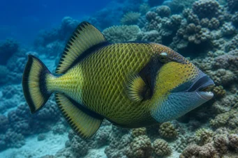Balistoides viridescens (Ballist mit gelber Kopf.)